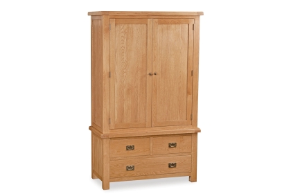 Salisbury Waxed Premium Oak Gents 3 Drawer Wardrobe Salisbury Waxed Premium Oak Gents 3 Drawer Wardrobe