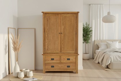 Salisbury Waxed Premium Oak Gents 3 Drawer Wardrobe Salisbury Waxed Premium Oak Gents 3 Drawer Wardrobe