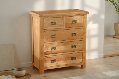 Salisbury Waxed Premium Oak 2 Over 3 Chest Of Drawers Salisbury Waxed Premium Oak 2 Over 3 Chest Of Drawers