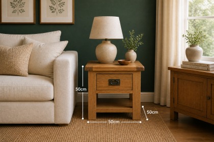 Salisbury Waxed Premium Oak Lamp Table With Drawer Salisbury Waxed Premium Oak Lamp Table With Drawer