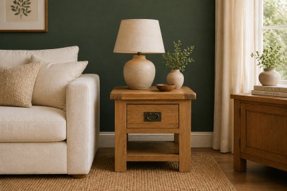 Salisbury Waxed Premium Oak Lamp Table With Drawer Salisbury Waxed Premium Oak Lamp Table With Drawer