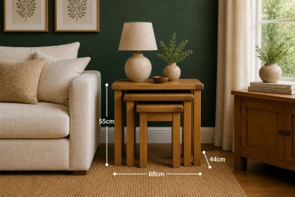 Salisbury Waxed Premium Oak Nest Of Tables - Self Assembly Salisbury Waxed Premium Oak Nest Of Tables - Self Assembly