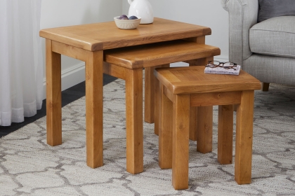 Salisbury Waxed Premium Oak Nest Of Tables - Self Assembly Salisbury Waxed Premium Oak Nest Of Tables - Self Assembly