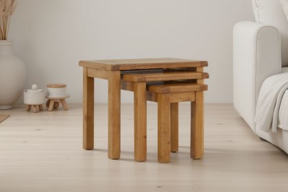 Salisbury Waxed Premium Oak Nest Of Tables - Self Assembly Salisbury Waxed Premium Oak Nest Of Tables - Self Assembly
