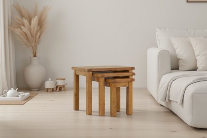 Salisbury Waxed Premium Oak Nest Of Tables - Self Assembly Salisbury Waxed Premium Oak Nest Of Tables - Self Assembly