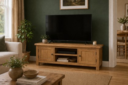 Salisbury Waxed Premium Oak Extra Large Media Stand Salisbury Waxed Premium Oak Extra Large Media Stand