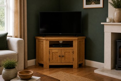 Salisbury Waxed Premium Oak Corner Tv Unit Salisbury Waxed Premium Oak Corner Tv Unit