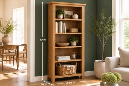 Salisbury Waxed Premium Oak Large Bookcase - Self Assembly Salisbury Waxed Premium Oak Large Bookcase - Self Assembly