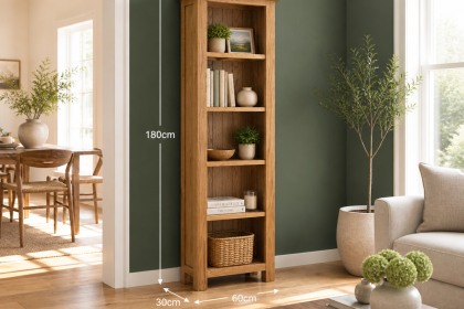 Salisbury Waxed Premium Oak Slim Bookcase - Self Assembly Salisbury Waxed Premium Oak Slim Bookcase - Self Assembly