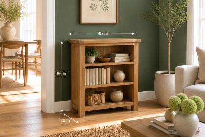 Salisbury Waxed Premium Oak Low Bookcase - Self Assembly Salisbury Waxed Premium Oak Low Bookcase - Self Assembly