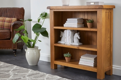 Salisbury Waxed Premium Oak Low Bookcase - Self Assembly Salisbury Waxed Premium Oak Low Bookcase - Self Assembly