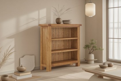 Salisbury Waxed Premium Oak Low Bookcase - Self Assembly Salisbury Waxed Premium Oak Low Bookcase - Self Assembly