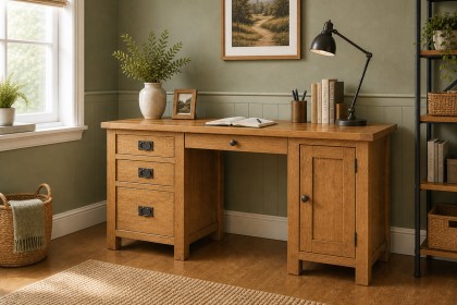 Salisbury Waxed Premium Oak Double Desk Salisbury Waxed Premium Oak Double Desk