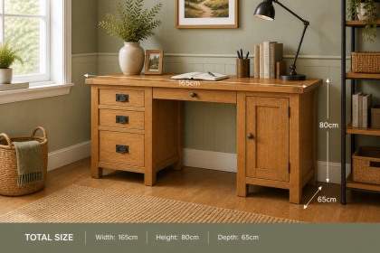 Salisbury Waxed Premium Oak Double Desk Salisbury Waxed Premium Oak Double Desk