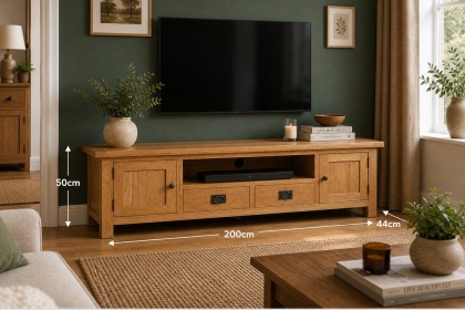 Salisbury Waxed Premium Oak Extra Large Low Line Media Tv Stand Salisbury Waxed Premium Oak Extra Large Low Line Media Tv Stand