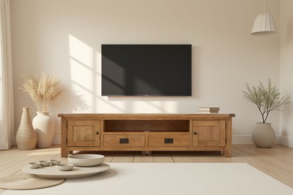 Salisbury Waxed Premium Oak Extra Large Low Line Media Tv Stand Salisbury Waxed Premium Oak Extra Large Low Line Media Tv Stand