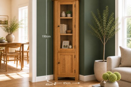 Salisbury Waxed Premium Oak Corner Display Cabinet Salisbury Waxed Premium Oak Corner Display Cabinet