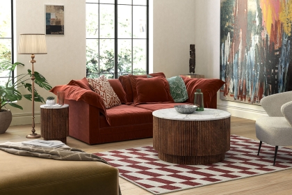 Harvard Reeded Mango Wood Storage Coffee Table with Marble Top Harvard Reeded Mango Wood Storage Coffee Table with Marble Top