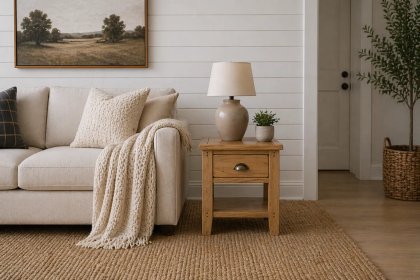 Burford Country Oak Lamp Table with Drawer Burford Country Oak Lamp Table with Drawer
