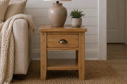 Burford Country Oak Lamp Table with Drawer Burford Country Oak Lamp Table with Drawer