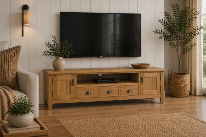 Burford Country Oak 210cm Extra Large TV Unit Burford Country Oak 210cm Extra Large TV Unit