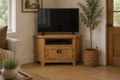 Burford Country Oak Corner TV Unit with Door Burford Country Oak Corner TV Unit with Door