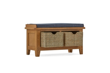 Burford Country Oak Hallway Bench with Basket Burford Country Oak Hallway Bench with Basket