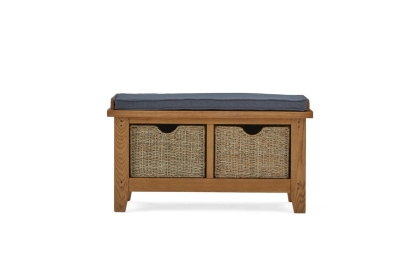 Burford Country Oak Hallway Bench with Basket Burford Country Oak Hallway Bench with Basket