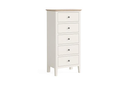 Marlow Oak Painted Coconut White Tallboy Chest of Drawers Marlow Oak Painted Coconut White Tallboy Chest of Drawers