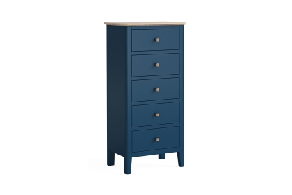 Marlow Oak Painted Navy Blue Tallboy Chest of Drawers Marlow Oak Painted Navy Blue Tallboy Chest of Drawers