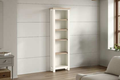 Modern Country Painted Oak Coconut White Slim Bookcase Modern Country Painted Oak Coconut White Slim Bookcase