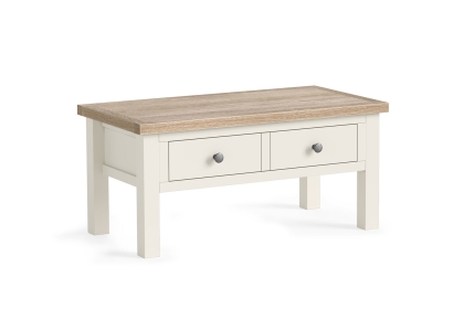 Modern Country Painted Oak Coconut White Coffee Table with Drawer Modern Country Painted Oak Coconut White Coffee Table with Drawer