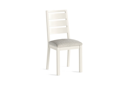 Modern Country Painted Oak Coconut White Dining Chair with Boucle White Seat Modern Country Painted Oak Coconut White Dining Chair with Boucle White Seat