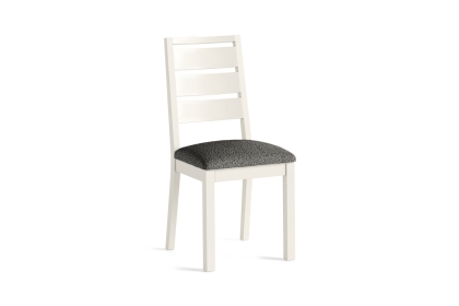 Modern Country Painted Oak Coconut White Dining Chair with Boucle Grey Seat Modern Country Painted Oak Coconut White Dining Chair with Boucle Grey Seat