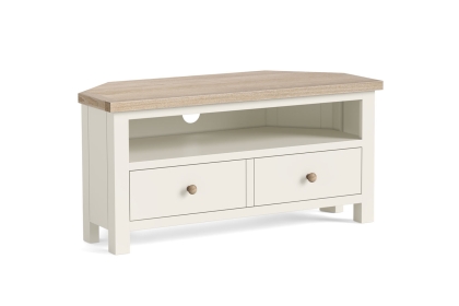 Modern Country Painted Oak Coconut White 100cm Corner TV Unit Modern Country Painted Oak Coconut White 100cm Corner TV Unit