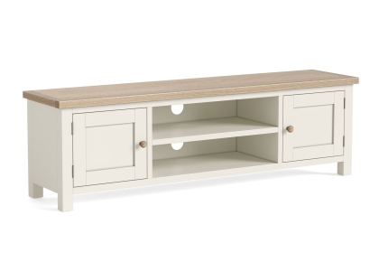 Modern Country Painted Oak Coconut White 160cm Extra Large TV Unit Modern Country Painted Oak Coconut White 160cm Extra Large TV Unit
