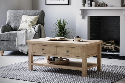 Modern Country Oak Coffee Table with Shelf Modern Country Oak Coffee Table with Shelf
