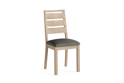 Modern Country Oak Dining Chair with Boucle Grey Seat Modern Country Oak Dining Chair with Boucle Grey Seat