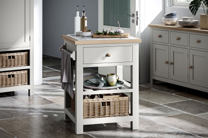 Modern Country Painted Oak Stone Grey Small Kitchen Island Unit Modern Country Painted Oak Stone Grey Small Kitchen Island Unit