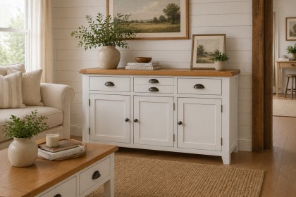 Cotswold White Large 3 Door Sideboard - 137cm Wide Cotswold White Large 3 Door Sideboard - 137cm Wide