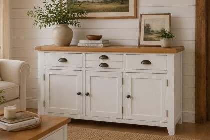 Cotswold White Large 3 Door Sideboard - 137cm Wide Cotswold White Large 3 Door Sideboard - 137cm Wide
