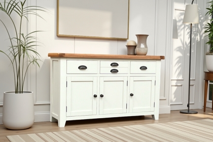 Cotswold White Large 3 Door Sideboard - 137cm Wide Cotswold White Large 3 Door Sideboard - 137cm Wide