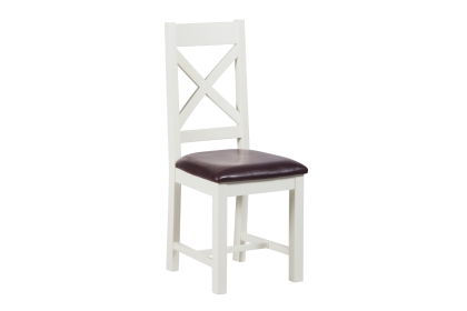 Cotswold White Cross Back Fabric Dining Chair Cotswold White Cross Back Fabric Dining Chair