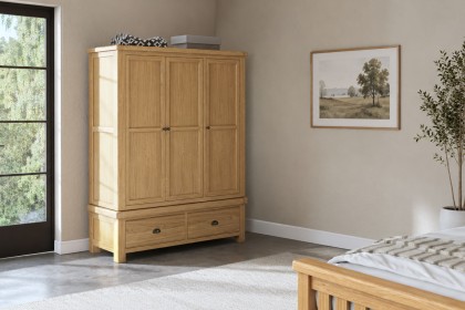 Normandy Chunky Country Oak Triple Wardrobe Normandy Chunky Country Oak Triple Wardrobe
