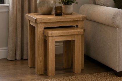 Normandy Chunky Country Oak Nest of Tables Normandy Chunky Country Oak Nest of Tables