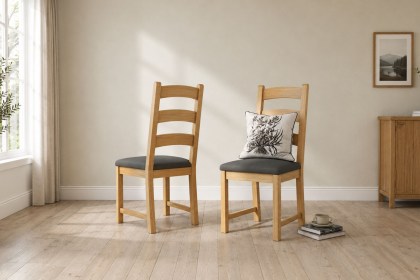 Normandy Chunky Country Oak Ladder Dining Chair (Pair) Normandy Chunky Country Oak Ladder Dining Chair (Pair)