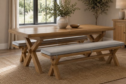 Normandy Chunky Country Oak Cross-Leg Extending Dining Table Normandy Chunky Country Oak Cross-Leg Extending Dining Table