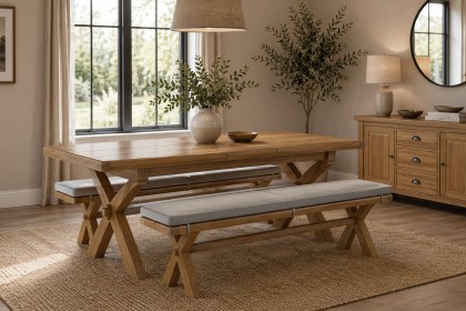Normandy Chunky Country Oak Cross-Leg Extending Dining Table Normandy Chunky Country Oak Cross-Leg Extending Dining Table