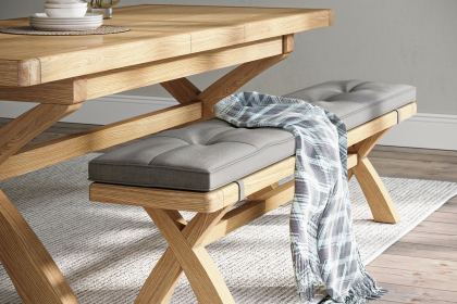 Normandy Chunky Country Oak Cross-Leg Dining Bench Normandy Chunky Country Oak Cross-Leg Dining Bench