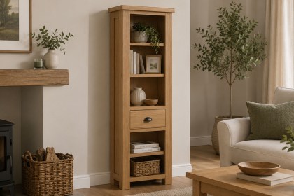 Normandy Chunky Country Oak Slim Bookcase Normandy Chunky Country Oak Slim Bookcase